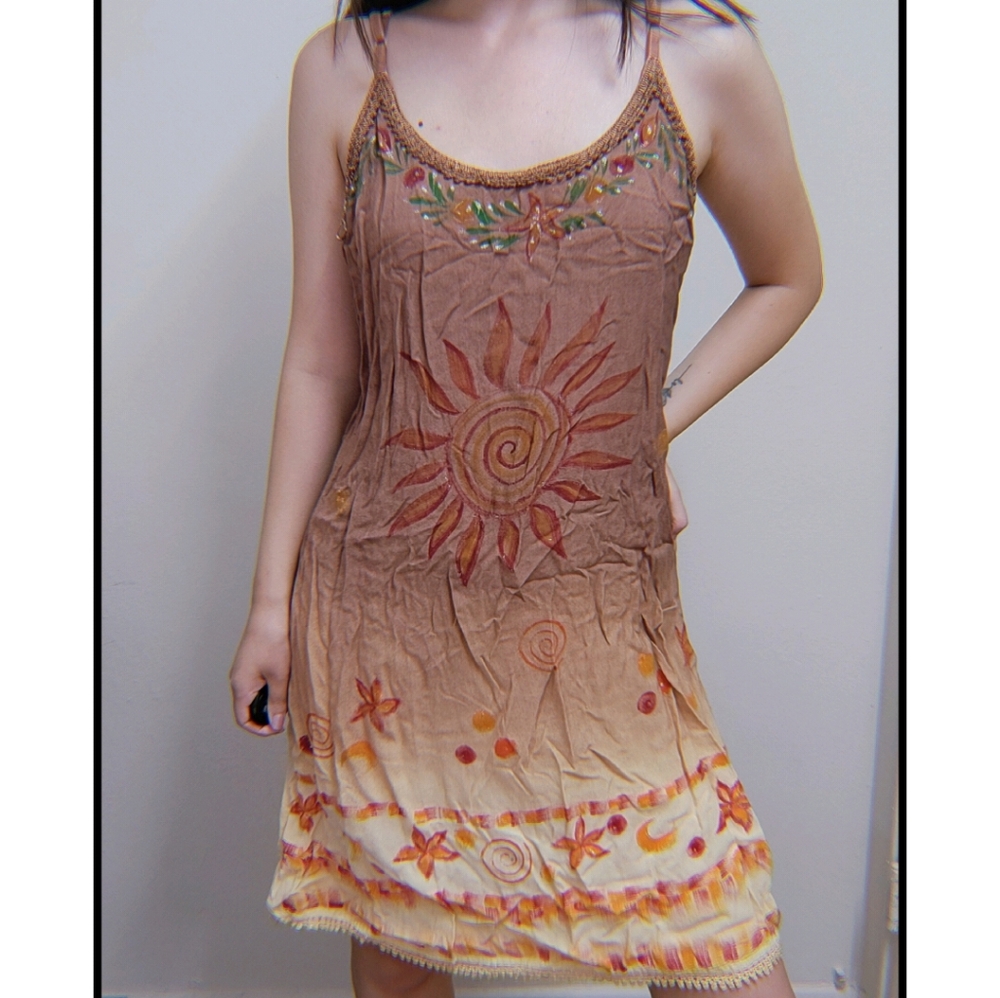 Embroidered Sleeveless Tank Sun Dress